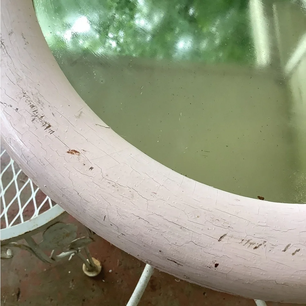 Antique Vintage Cottagecore Blush Pink Oval Wood Mirror